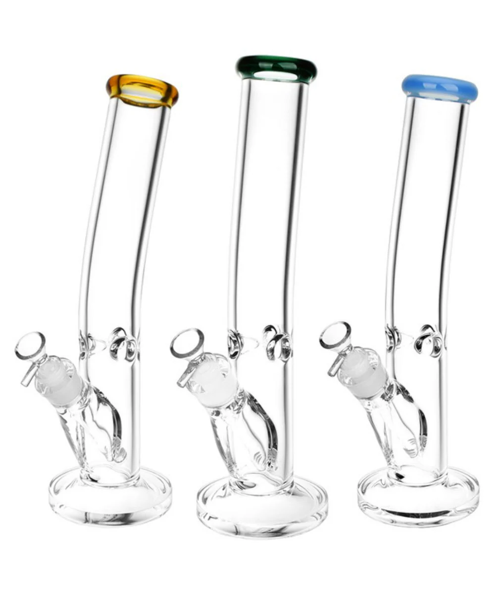 14" Classic Bent Neck Straight Tube Glass Bong