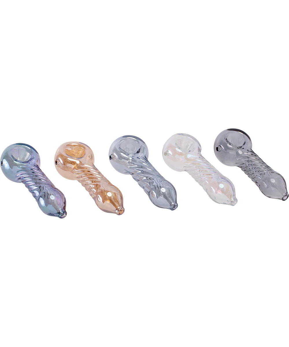 4.5" Electroplated Swirl Glass Hand Pipe