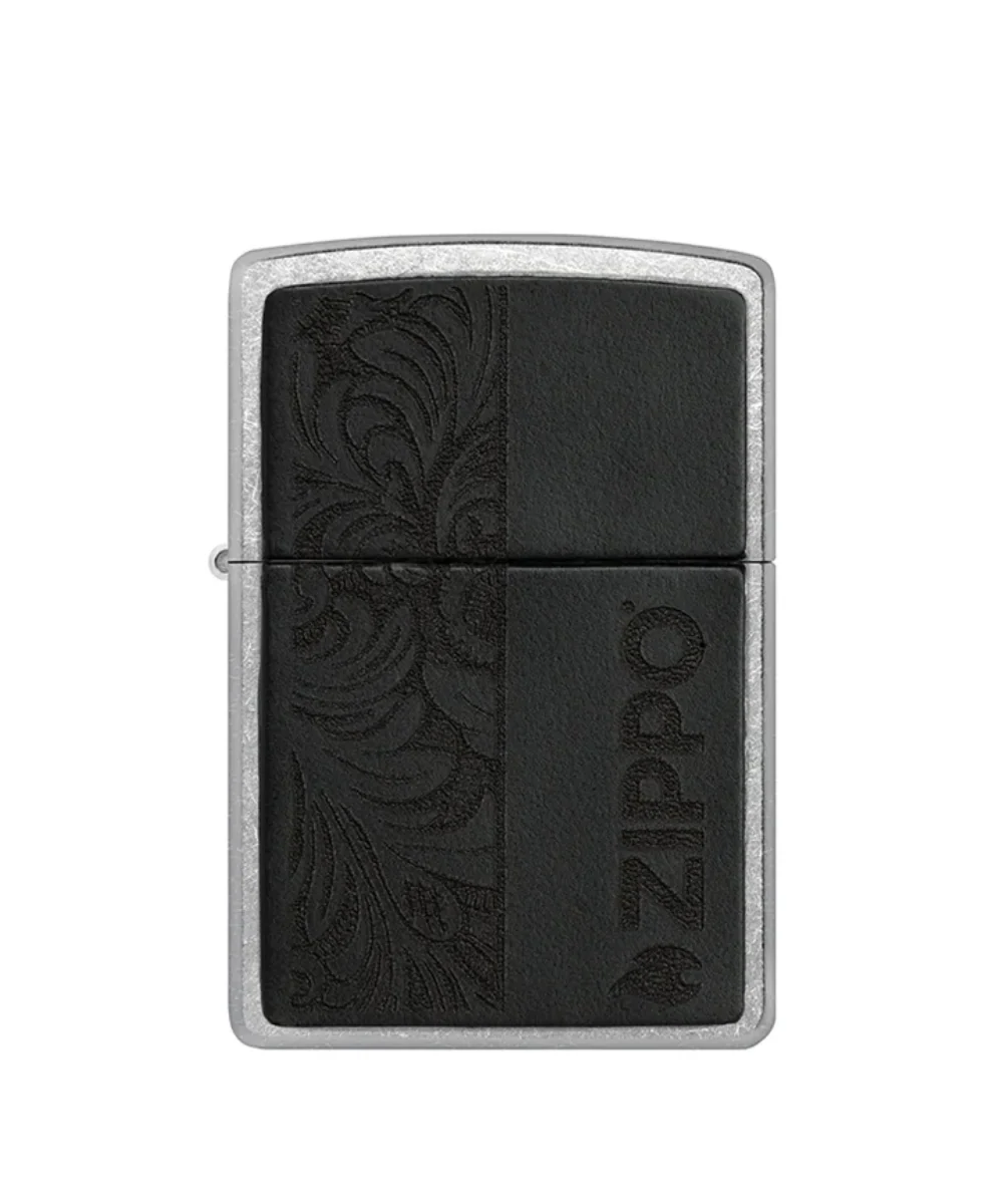 Black Leather Emblem Zippo Lighter