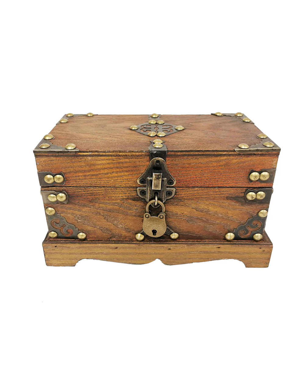 Brown Treasure Box With Lock & Key