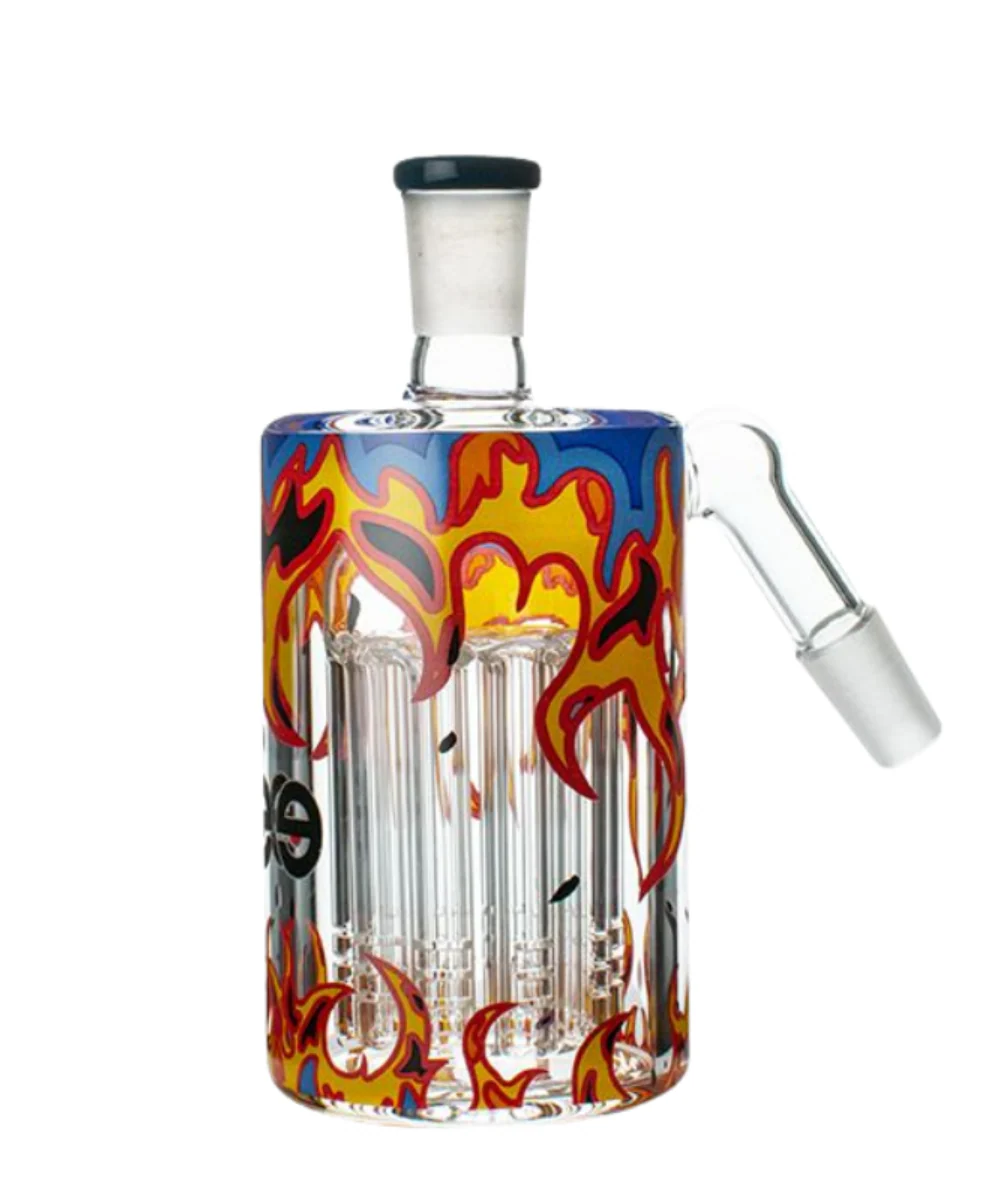 Cheech Glass 14mm 45° Flames With Tree Perc Ash Catcher