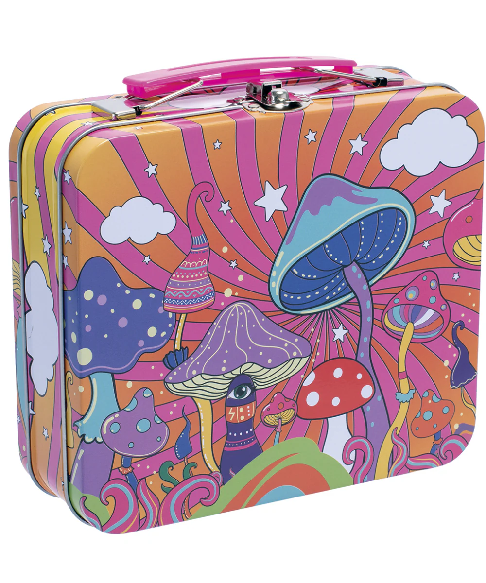 Dancing Mushrooms Tin Stash Box