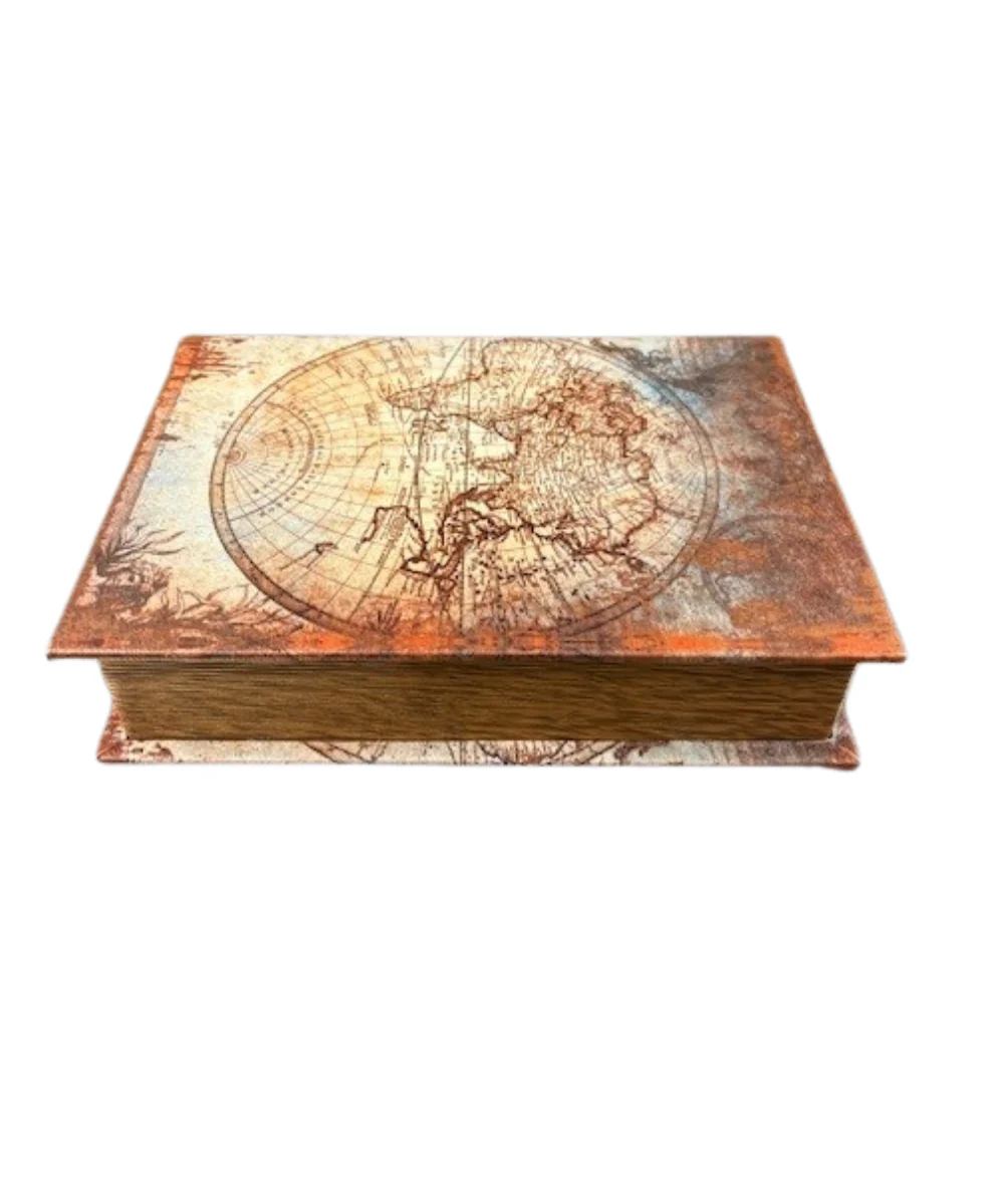 Large Rusty Map Book Box With Magnet