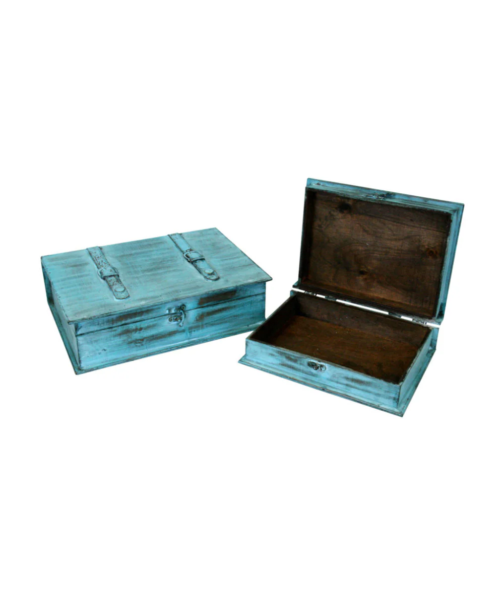Large Turquoise Vintage Book Box