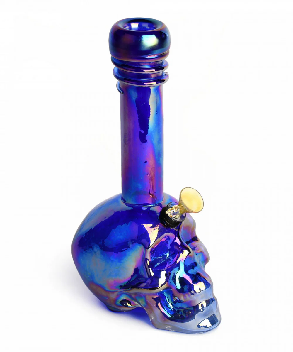 Platinum Metallic Skull Tube Bong