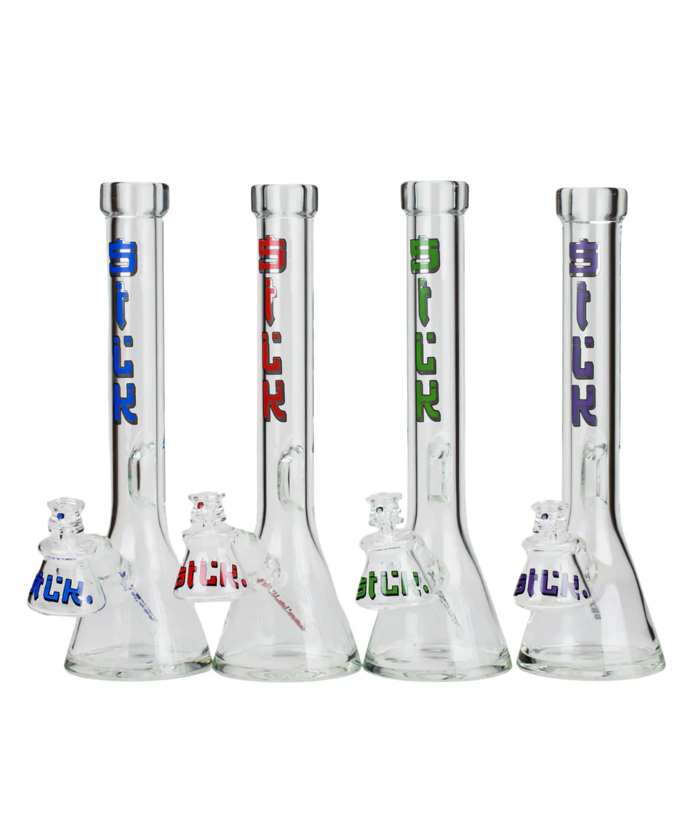 Silk Glass 17" 10mm Thick Beaker Bong With Dry Ash Catcher