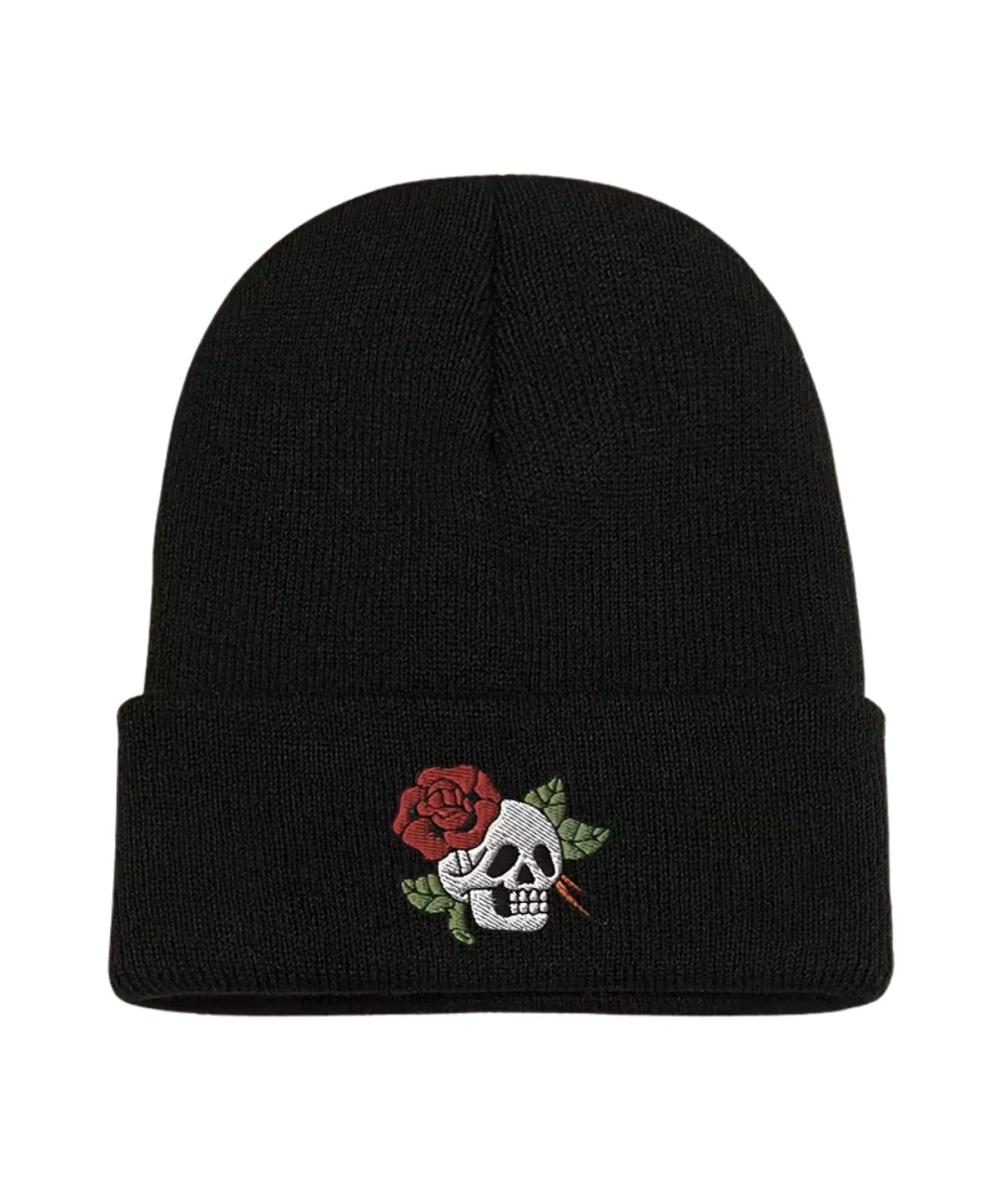 Skull & Rose Embroidered Touque