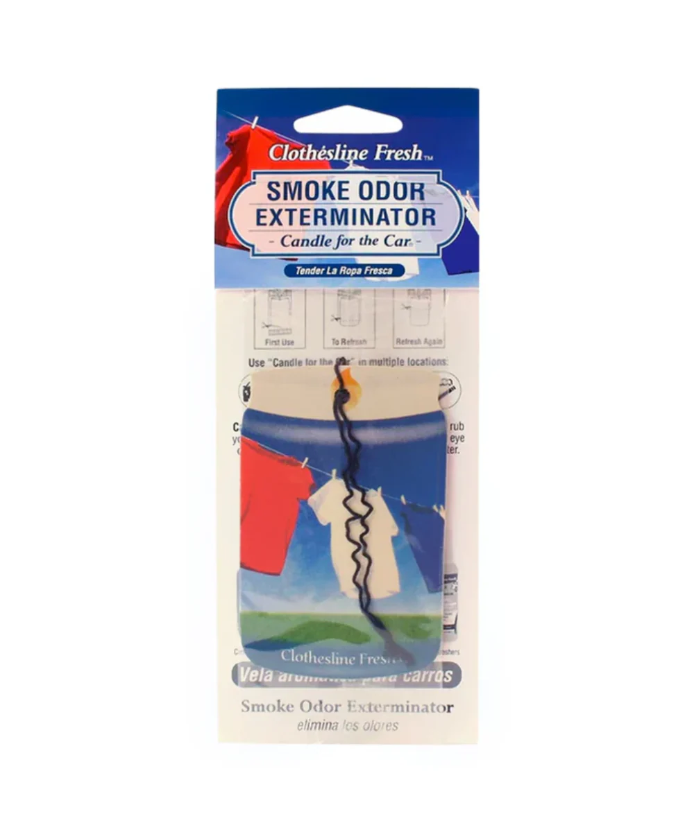 Smoke Odor Exterminator Candle For The Car Clothesline Fresh