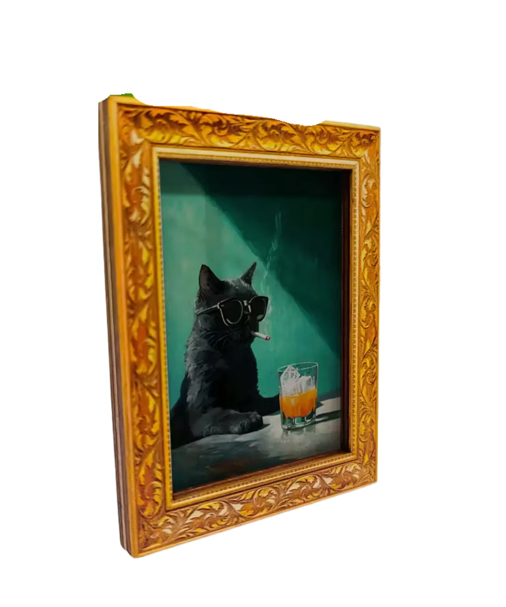Smoking Drinking Cat Magnet